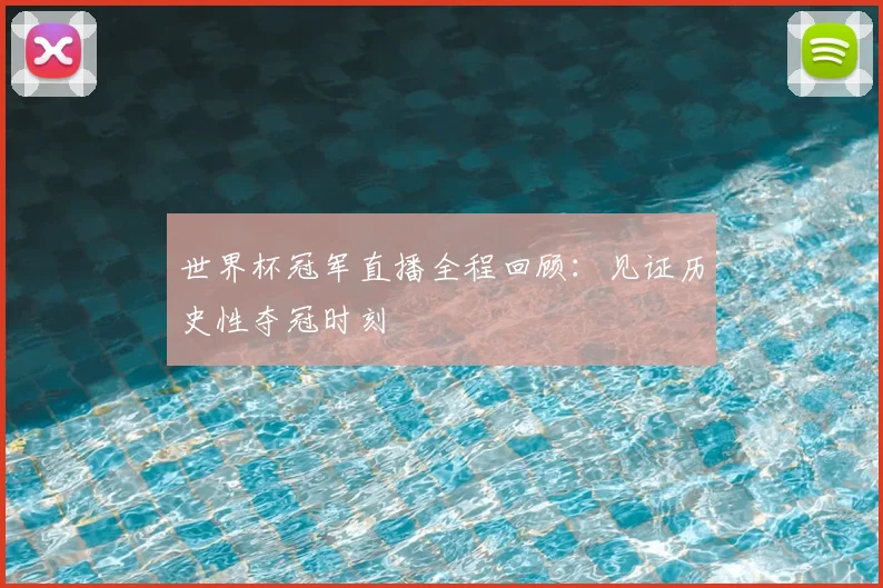 世界杯冠军直播全程回顾:见证历史性夺冠时刻